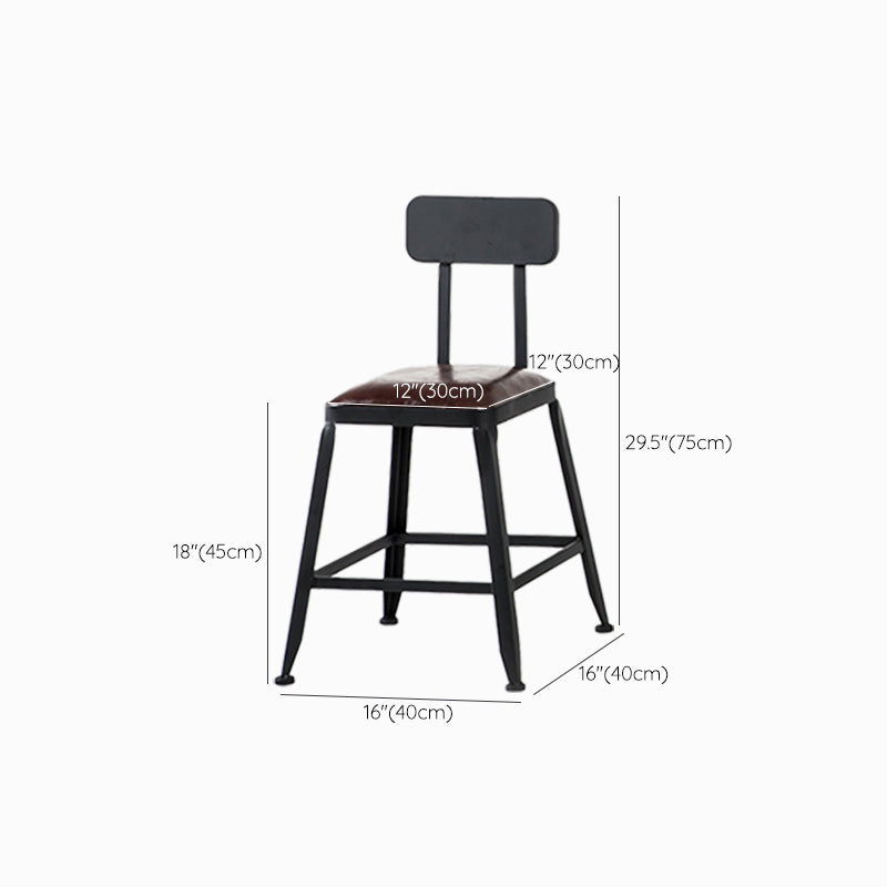 Industrial Brown Counter Stool Leather Square Stool with Black Metal Frame Clearhalo 'Bar Furniture' 'Bar Stools' 'bar_stools' 'furn' 'furn_bar_stools' 'Furniture' 'Kitchen & Dining Furniture' 6184599