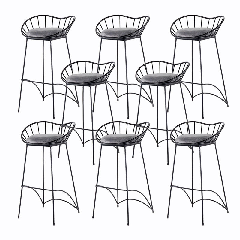 Industrial Metal Round Barstool Patio Bar Stool with Metal Legs Black 8 Piece Set Clearhalo 'Bar Furniture' 'Bar Stools' 'bar_stools' 'furn' 'furn_bar_stools' 'Furniture' 'Kitchen & Dining Furniture' 6184674