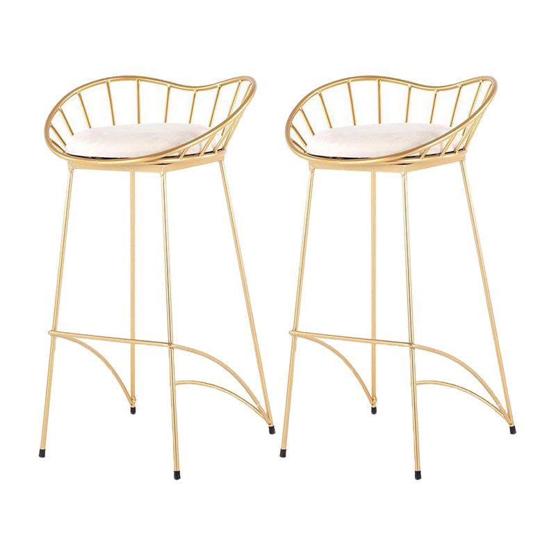 Industrial Metal Round Barstool Patio Bar Stool with Metal Legs Gold 2 Piece Set Clearhalo 'Bar Furniture' 'Bar Stools' 'bar_stools' 'furn' 'furn_bar_stools' 'Furniture' 'Kitchen & Dining Furniture' 6184676