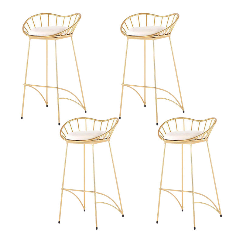 Industrial Metal Round Barstool Patio Bar Stool with Metal Legs Gold 4 Piece Set Clearhalo 'Bar Furniture' 'Bar Stools' 'bar_stools' 'furn' 'furn_bar_stools' 'Furniture' 'Kitchen & Dining Furniture' 6184678