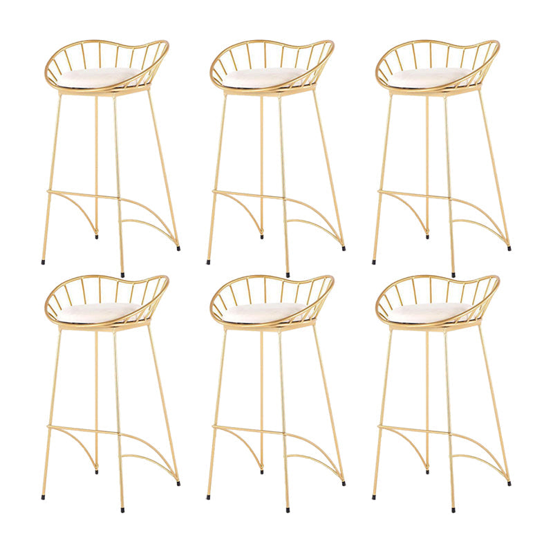 Industrial Metal Round Barstool Patio Bar Stool with Metal Legs Gold 6 Piece Set Clearhalo 'Bar Furniture' 'Bar Stools' 'bar_stools' 'furn' 'furn_bar_stools' 'Furniture' 'Kitchen & Dining Furniture' 6184680
