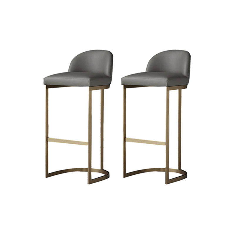 Industrial Low Back Stool PU Leather Counter Stool with Metal Legs 2 Piece Set Short Stool(18"H) Clearhalo 'Bar Furniture' 'Bar Stools' 'bar_stools' 'furn' 'furn_bar_stools' 'Furniture' 'Kitchen & Dining Furniture' 6184697