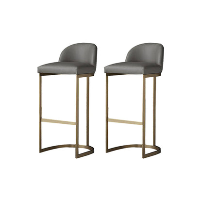 Industrial Low Back Stool PU Leather Counter Stool with Metal Legs 2 Piece Set Short Stool(18"H) Clearhalo 'Bar Furniture' 'Bar Stools' 'bar_stools' 'furn' 'furn_bar_stools' 'Furniture' 'Kitchen & Dining Furniture' 6184697