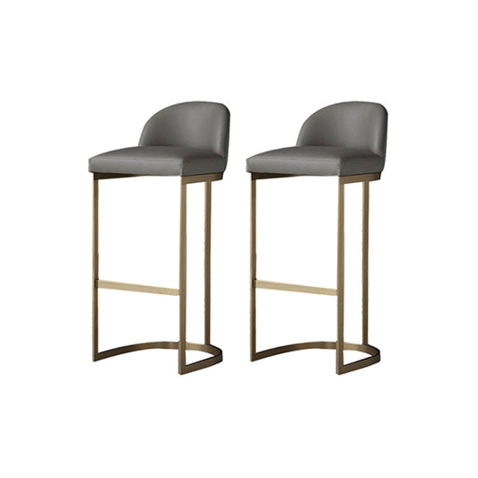 Industrial Low Back Stool PU Leather Counter Stool with Metal Legs 2 Piece Set Short Stool(18"H)