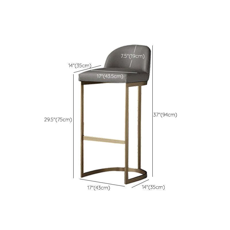Industrial Low Back Stool PU Leather Counter Stool with Metal Legs Clearhalo 'Bar Furniture' 'Bar Stools' 'bar_stools' 'furn' 'furn_bar_stools' 'Furniture' 'Kitchen & Dining Furniture' 6184707