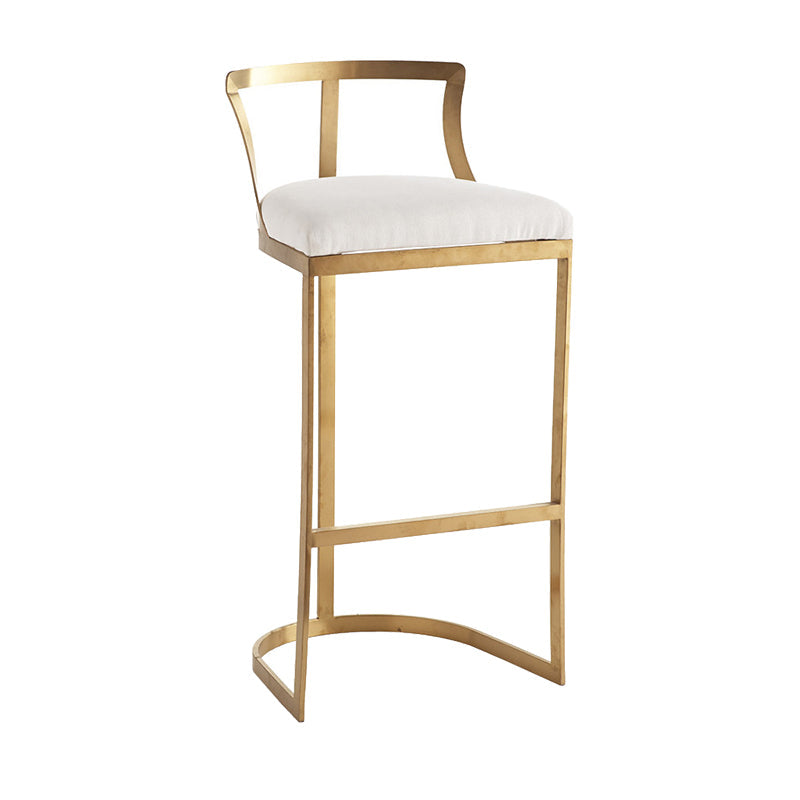 White Upholstered Bar Stools Backrest Counter Stool with Metal Base Gold 1 Piece Bar Stool(30"H) Clearhalo 'Bar Furniture' 'Bar Stools' 'bar_stools' 'furn' 'furn_bar_stools' 'Furniture' 'Kitchen & Dining Furniture' 6184710