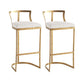 White Upholstered Bar Stools Backrest Counter Stool with Metal Base Gold 2 Piece Set Bar Stool(30"H) Clearhalo 'Bar Furniture' 'Bar Stools' 'bar_stools' 'furn' 'furn_bar_stools' 'Furniture' 'Kitchen & Dining Furniture' 6184711
