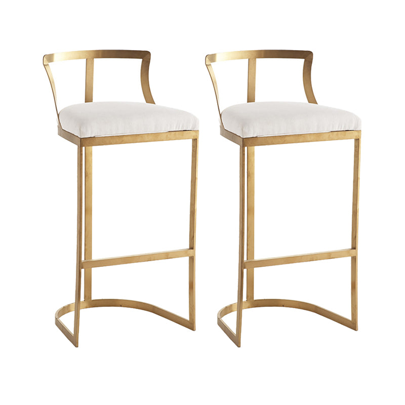 White Upholstered Bar Stools Backrest Counter Stool with Metal Base Gold 2 Piece Set Bar Stool(30"H) Clearhalo 'Bar Furniture' 'Bar Stools' 'bar_stools' 'furn' 'furn_bar_stools' 'Furniture' 'Kitchen & Dining Furniture' 6184711