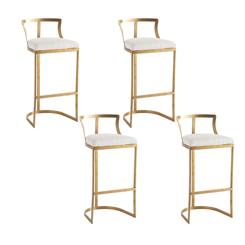 White Upholstered Bar Stools Backrest Counter Stool with Metal Base Gold 4 Piece Set Bar Stool(30"H) Clearhalo 'Bar Furniture' 'Bar Stools' 'bar_stools' 'furn' 'furn_bar_stools' 'Furniture' 'Kitchen & Dining Furniture' 6184714