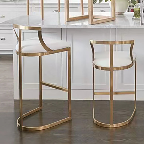 White Upholstered Bar Stools Backrest Counter Stool with Metal Base Clearhalo 'Bar Furniture' 'Bar Stools' 'bar_stools' 'furn' 'furn_bar_stools' 'Furniture' 'Kitchen & Dining Furniture' 6184715