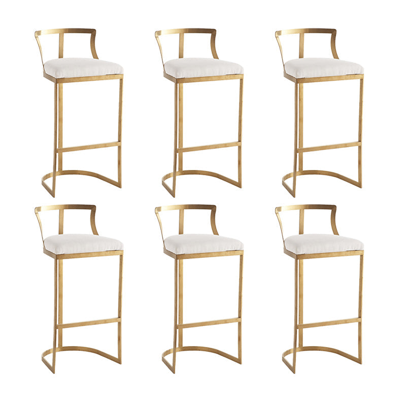 White Upholstered Bar Stools Backrest Counter Stool with Metal Base Gold 6 Piece Set Bar Stool(30"H) Clearhalo 'Bar Furniture' 'Bar Stools' 'bar_stools' 'furn' 'furn_bar_stools' 'Furniture' 'Kitchen & Dining Furniture' 6184716