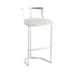 White Upholstered Bar Stools Backrest Counter Stool with Metal Base Silver 1 Piece Bar Stool(30"H) Clearhalo 'Bar Furniture' 'Bar Stools' 'bar_stools' 'furn' 'furn_bar_stools' 'Furniture' 'Kitchen & Dining Furniture' 6184719