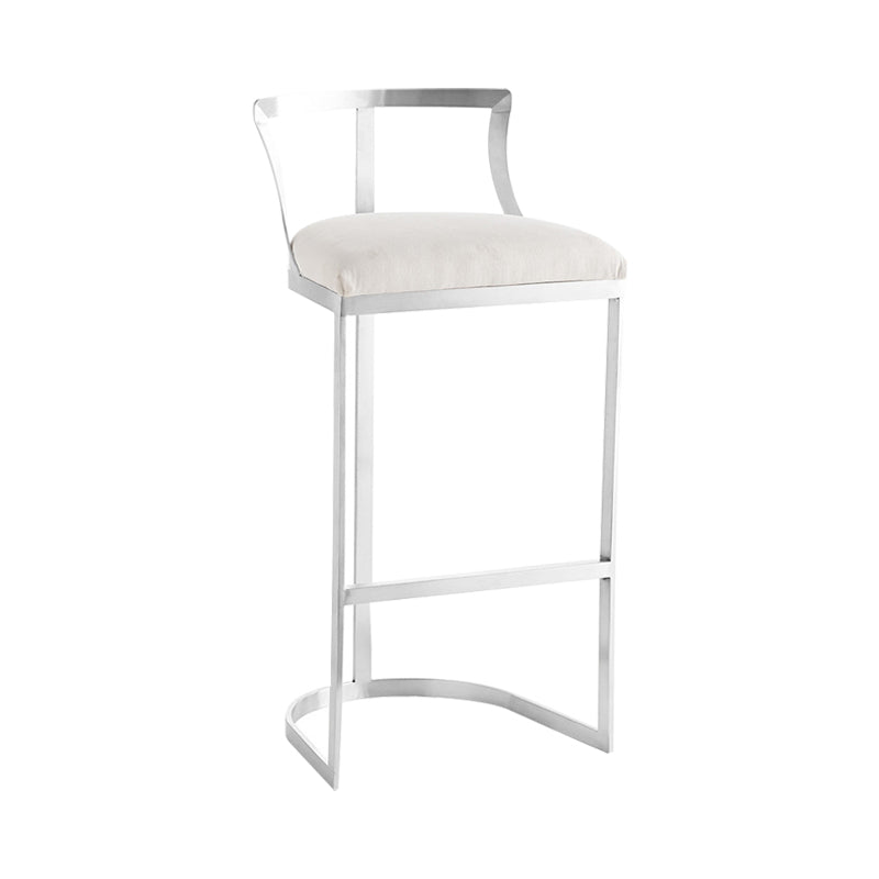 White Upholstered Bar Stools Backrest Counter Stool with Metal Base Silver 1 Piece Bar Stool(30"H) Clearhalo 'Bar Furniture' 'Bar Stools' 'bar_stools' 'furn' 'furn_bar_stools' 'Furniture' 'Kitchen & Dining Furniture' 6184719