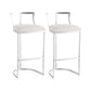 White Upholstered Bar Stools Backrest Counter Stool with Metal Base Silver 2 Piece Set Bar Stool(30"H) Clearhalo 'Bar Furniture' 'Bar Stools' 'bar_stools' 'furn' 'furn_bar_stools' 'Furniture' 'Kitchen & Dining Furniture' 6184722
