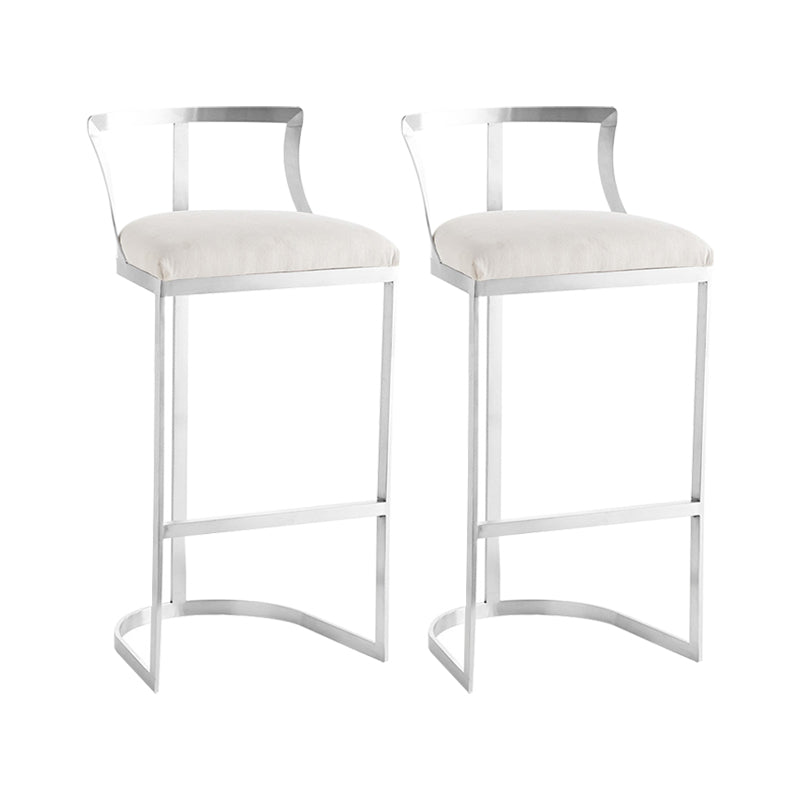 White Upholstered Bar Stools Backrest Counter Stool with Metal Base Silver 2 Piece Set Bar Stool(30"H) Clearhalo 'Bar Furniture' 'Bar Stools' 'bar_stools' 'furn' 'furn_bar_stools' 'Furniture' 'Kitchen & Dining Furniture' 6184722