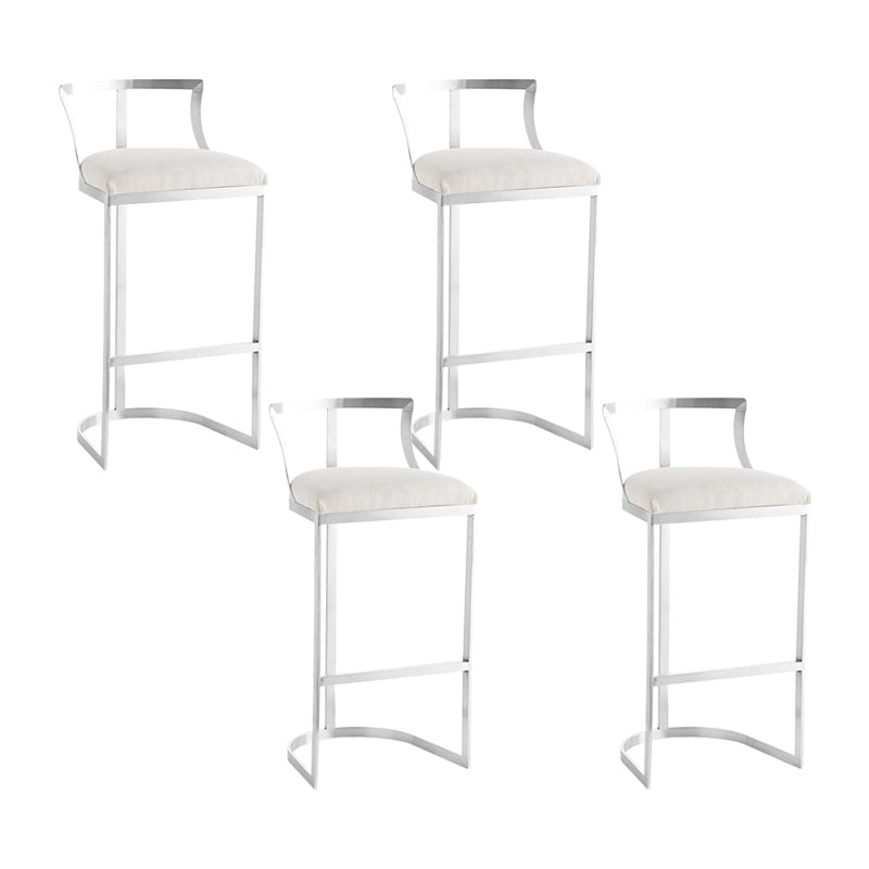 White Upholstered Bar Stools Backrest Counter Stool with Metal Base Silver 4 Piece Set Bar Stool(30"H) Clearhalo 'Bar Furniture' 'Bar Stools' 'bar_stools' 'furn' 'furn_bar_stools' 'Furniture' 'Kitchen & Dining Furniture' 6184724