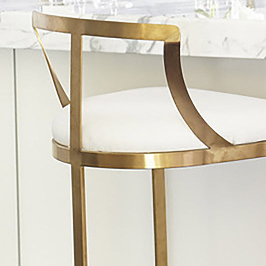 White Upholstered Bar Stools Backrest Counter Stool with Metal Base Clearhalo 'Bar Furniture' 'Bar Stools' 'bar_stools' 'furn' 'furn_bar_stools' 'Furniture' 'Kitchen & Dining Furniture' 6184725