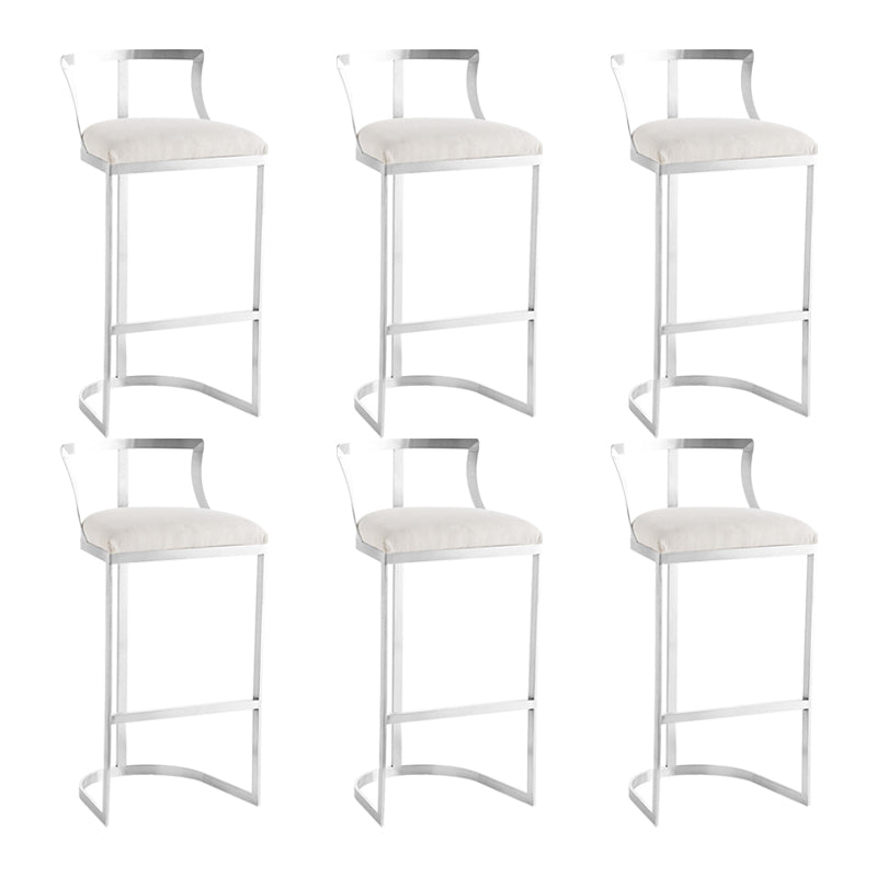 White Upholstered Bar Stools Backrest Counter Stool with Metal Base Silver 6 Piece Set Bar Stool(30"H) Clearhalo 'Bar Furniture' 'Bar Stools' 'bar_stools' 'furn' 'furn_bar_stools' 'Furniture' 'Kitchen & Dining Furniture' 6184726