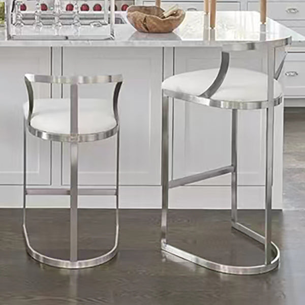 White Upholstered Bar Stools Backrest Counter Stool with Metal Base Clearhalo 'Bar Furniture' 'Bar Stools' 'bar_stools' 'furn' 'furn_bar_stools' 'Furniture' 'Kitchen & Dining Furniture' 6184727