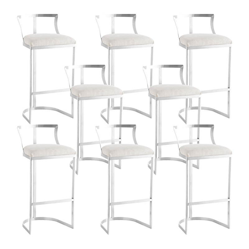 White Upholstered Bar Stools Backrest Counter Stool with Metal Base Silver 8 Piece Set Bar Stool(30"H) Clearhalo 'Bar Furniture' 'Bar Stools' 'bar_stools' 'furn' 'furn_bar_stools' 'Furniture' 'Kitchen & Dining Furniture' 6184728