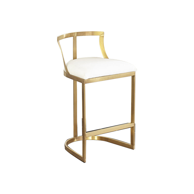 White Upholstered Bar Stools Backrest Counter Stool with Metal Base Gold 1 Piece Counter Stool(26"H) Clearhalo 'Bar Furniture' 'Bar Stools' 'bar_stools' 'furn' 'furn_bar_stools' 'Furniture' 'Kitchen & Dining Furniture' 6184729