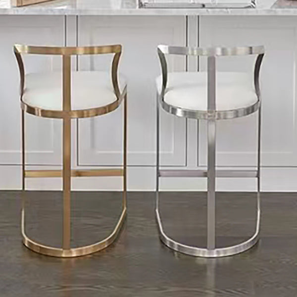 White Upholstered Bar Stools Backrest Counter Stool with Metal Base Clearhalo 'Bar Furniture' 'Bar Stools' 'bar_stools' 'furn' 'furn_bar_stools' 'Furniture' 'Kitchen & Dining Furniture' 6184730