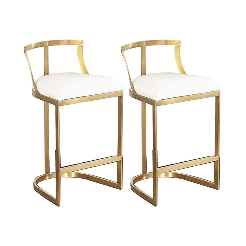 White Upholstered Bar Stools Backrest Counter Stool with Metal Base Gold 2 Piece Set Counter Stool(26"H) Clearhalo 'Bar Furniture' 'Bar Stools' 'bar_stools' 'furn' 'furn_bar_stools' 'Furniture' 'Kitchen & Dining Furniture' 6184731