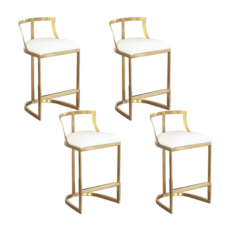 White Upholstered Bar Stools Backrest Counter Stool with Metal Base Gold 4 Piece Set Counter Stool(26"H) Clearhalo 'Bar Furniture' 'Bar Stools' 'bar_stools' 'furn' 'furn_bar_stools' 'Furniture' 'Kitchen & Dining Furniture' 6184733