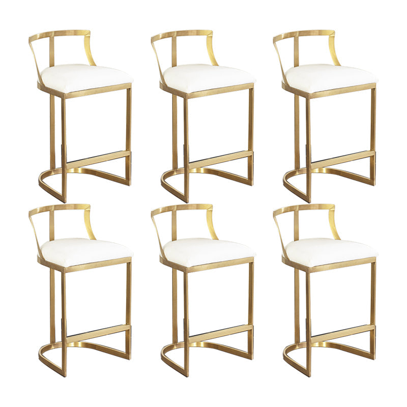 White Upholstered Bar Stools Backrest Counter Stool with Metal Base Gold 6 Piece Set Counter Stool(26"H) Clearhalo 'Bar Furniture' 'Bar Stools' 'bar_stools' 'furn' 'furn_bar_stools' 'Furniture' 'Kitchen & Dining Furniture' 6184735