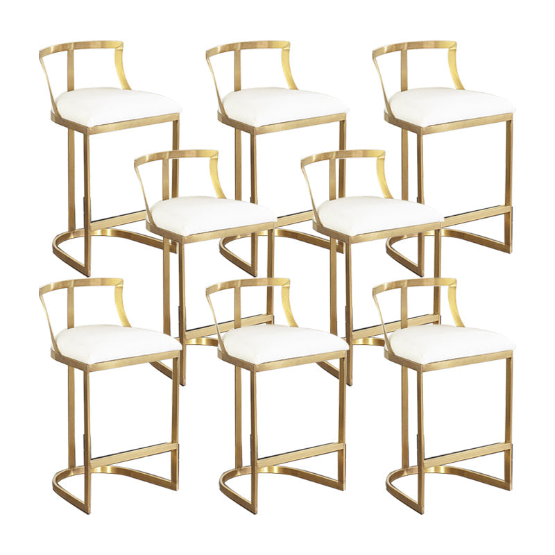 White Upholstered Bar Stools Backrest Counter Stool with Metal Base Gold 8 Piece Set Counter Stool(26"H) Clearhalo 'Bar Furniture' 'Bar Stools' 'bar_stools' 'furn' 'furn_bar_stools' 'Furniture' 'Kitchen & Dining Furniture' 6184736