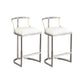 White Upholstered Bar Stools Backrest Counter Stool with Metal Base Silver 2 Piece Set Counter Stool(26"H) Clearhalo 'Bar Furniture' 'Bar Stools' 'bar_stools' 'furn' 'furn_bar_stools' 'Furniture' 'Kitchen & Dining Furniture' 6184737
