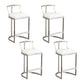 White Upholstered Bar Stools Backrest Counter Stool with Metal Base Silver 4 Piece Set Counter Stool(26"H) Clearhalo 'Bar Furniture' 'Bar Stools' 'bar_stools' 'furn' 'furn_bar_stools' 'Furniture' 'Kitchen & Dining Furniture' 6184738
