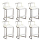 White Upholstered Bar Stools Backrest Counter Stool with Metal Base Silver 6 Piece Set Counter Stool(26"H) Clearhalo 'Bar Furniture' 'Bar Stools' 'bar_stools' 'furn' 'furn_bar_stools' 'Furniture' 'Kitchen & Dining Furniture' 6184739