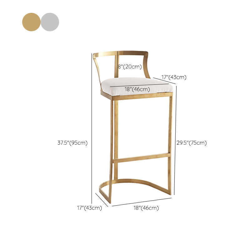 White Upholstered Bar Stools Backrest Counter Stool with Metal Base Clearhalo 'Bar Furniture' 'Bar Stools' 'bar_stools' 'furn' 'furn_bar_stools' 'Furniture' 'Kitchen & Dining Furniture' 6184742