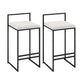 Industrial Low Back Stool Rectangle Upholstered Bar Stools for Living Room White 2 Piece Set Clearhalo 'Bar Furniture' 'Bar Stools' 'bar_stools' 'furn' 'furn_bar_stools' 'Furniture' 'Kitchen & Dining Furniture' 6184745