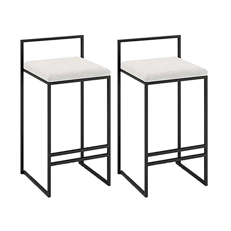Industrial Low Back Stool Rectangle Upholstered Bar Stools for Living Room White 2 Piece Set Clearhalo 'Bar Furniture' 'Bar Stools' 'bar_stools' 'furn' 'furn_bar_stools' 'Furniture' 'Kitchen & Dining Furniture' 6184745