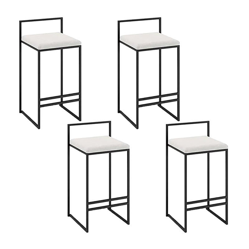 Industrial Low Back Stool Rectangle Upholstered Bar Stools for Living Room White 4 Piece Set Clearhalo 'Bar Furniture' 'Bar Stools' 'bar_stools' 'furn' 'furn_bar_stools' 'Furniture' 'Kitchen & Dining Furniture' 6184747