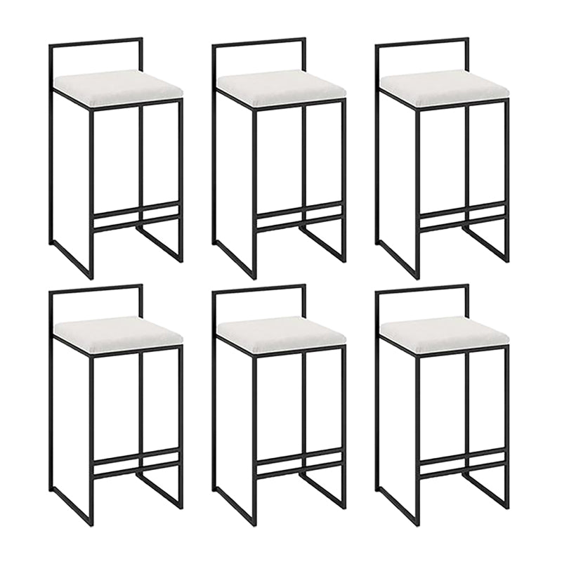 Industrial Low Back Stool Rectangle Upholstered Bar Stools for Living Room White 6 Piece Set Clearhalo 'Bar Furniture' 'Bar Stools' 'bar_stools' 'furn' 'furn_bar_stools' 'Furniture' 'Kitchen & Dining Furniture' 6184750