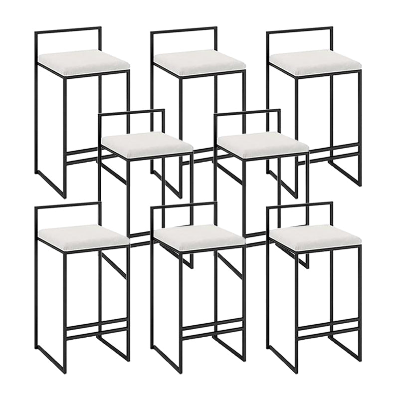 Industrial Low Back Stool Rectangle Upholstered Bar Stools for Living Room White 8 Piece Set Clearhalo 'Bar Furniture' 'Bar Stools' 'bar_stools' 'furn' 'furn_bar_stools' 'Furniture' 'Kitchen & Dining Furniture' 6184751