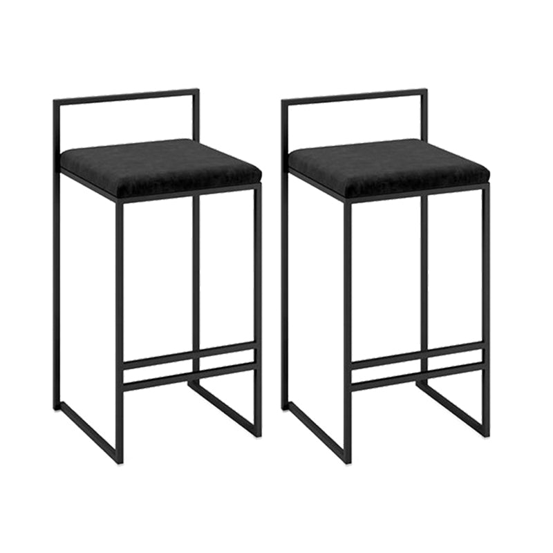 Industrial Low Back Stool Rectangle Upholstered Bar Stools for Living Room Black 2 Piece Set Clearhalo 'Bar Furniture' 'Bar Stools' 'bar_stools' 'furn' 'furn_bar_stools' 'Furniture' 'Kitchen & Dining Furniture' 6184756