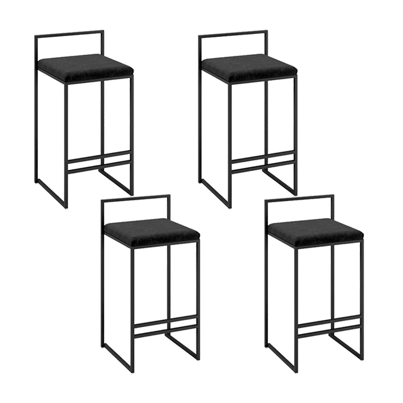 Industrial Low Back Stool Rectangle Upholstered Bar Stools for Living Room Black 4 Piece Set Clearhalo 'Bar Furniture' 'Bar Stools' 'bar_stools' 'furn' 'furn_bar_stools' 'Furniture' 'Kitchen & Dining Furniture' 6184757