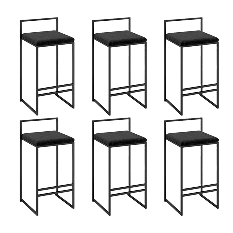 Industrial Low Back Stool Rectangle Upholstered Bar Stools for Living Room Black 6 Piece Set Clearhalo 'Bar Furniture' 'Bar Stools' 'bar_stools' 'furn' 'furn_bar_stools' 'Furniture' 'Kitchen & Dining Furniture' 6184759