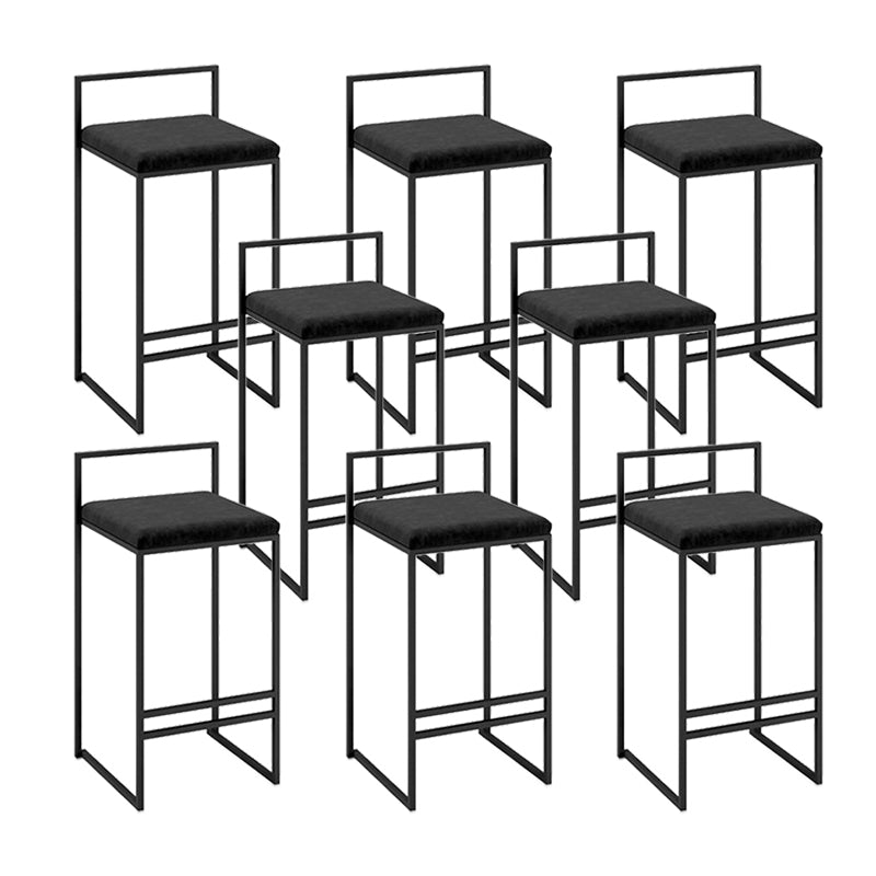 Industrial Low Back Stool Rectangle Upholstered Bar Stools for Living Room Black 8 Piece Set Clearhalo 'Bar Furniture' 'Bar Stools' 'bar_stools' 'furn' 'furn_bar_stools' 'Furniture' 'Kitchen & Dining Furniture' 6184762