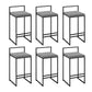Industrial Low Back Stool Rectangle Upholstered Bar Stools for Living Room Gray 6 Piece Set Clearhalo 'Bar Furniture' 'Bar Stools' 'bar_stools' 'furn' 'furn_bar_stools' 'Furniture' 'Kitchen & Dining Furniture' 6184773