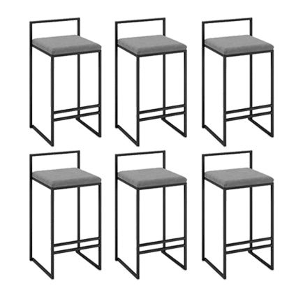 Industrial Low Back Stool Rectangle Upholstered Bar Stools for Living Room Gray 6 Piece Set Clearhalo 'Bar Furniture' 'Bar Stools' 'bar_stools' 'furn' 'furn_bar_stools' 'Furniture' 'Kitchen & Dining Furniture' 6184773