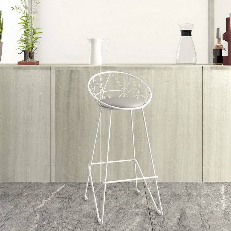 Nordic Backrest Armless Counter Stool Iron Cafe Bar Stool with Leather Cushion White 1 Piece Clearhalo 'Bar Furniture' 'Bar Stools' 'bar_stools' 'furn' 'furn_bar_stools' 'Furniture' 'Kitchen & Dining Furniture' 6185006