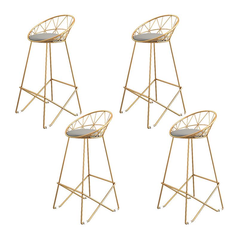 Nordic Backrest Armless Counter Stool Iron Cafe Bar Stool with Leather Cushion Gold 4 Piece Set Clearhalo 'Bar Furniture' 'Bar Stools' 'bar_stools' 'furn' 'furn_bar_stools' 'Furniture' 'Kitchen & Dining Furniture' 6185008