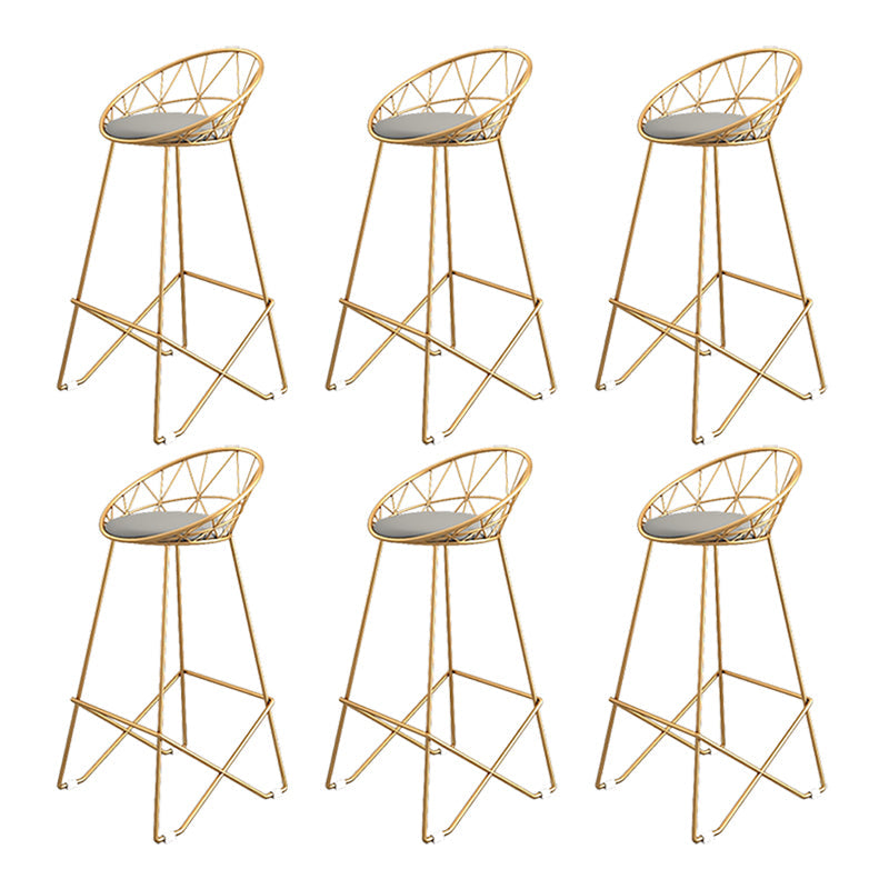Nordic Backrest Armless Counter Stool Iron Cafe Bar Stool with Leather Cushion Gold 6 Piece Set Clearhalo 'Bar Furniture' 'Bar Stools' 'bar_stools' 'furn' 'furn_bar_stools' 'Furniture' 'Kitchen & Dining Furniture' 6185010