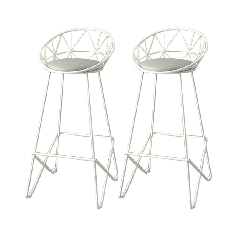Nordic Backrest Armless Counter Stool Iron Cafe Bar Stool with Leather Cushion White 2 Piece Set Clearhalo 'Bar Furniture' 'Bar Stools' 'bar_stools' 'furn' 'furn_bar_stools' 'Furniture' 'Kitchen & Dining Furniture' 6185014