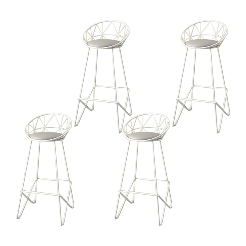 Nordic Backrest Armless Counter Stool Iron Cafe Bar Stool with Leather Cushion White 4 Piece Set Clearhalo 'Bar Furniture' 'Bar Stools' 'bar_stools' 'furn' 'furn_bar_stools' 'Furniture' 'Kitchen & Dining Furniture' 6185016